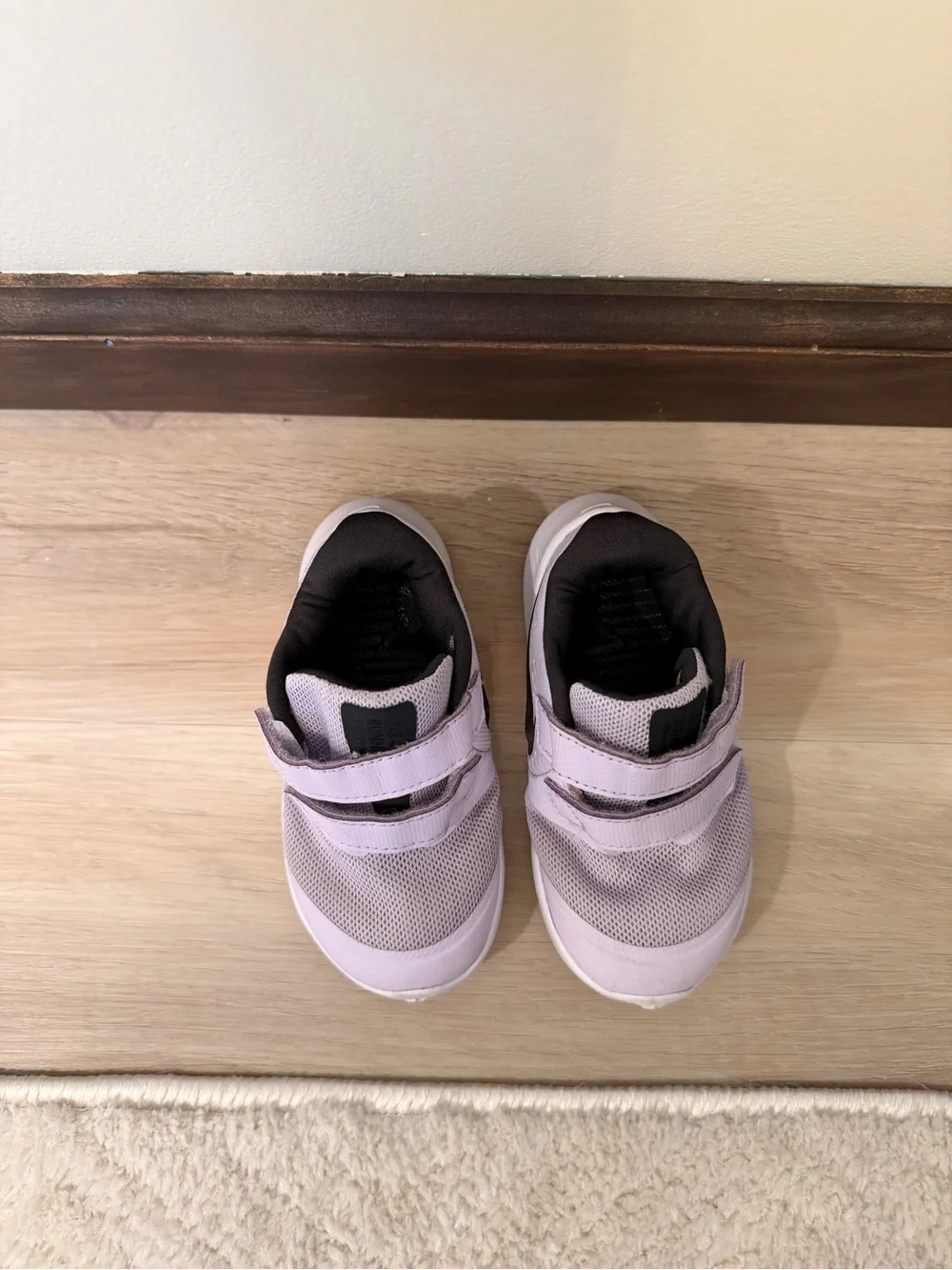 Nike Kids' Lavender Velcro Sneakers with Black Swoosh